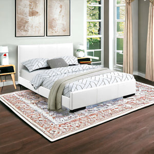Homeroots White Platform Full Bed White Solid Wood 396994