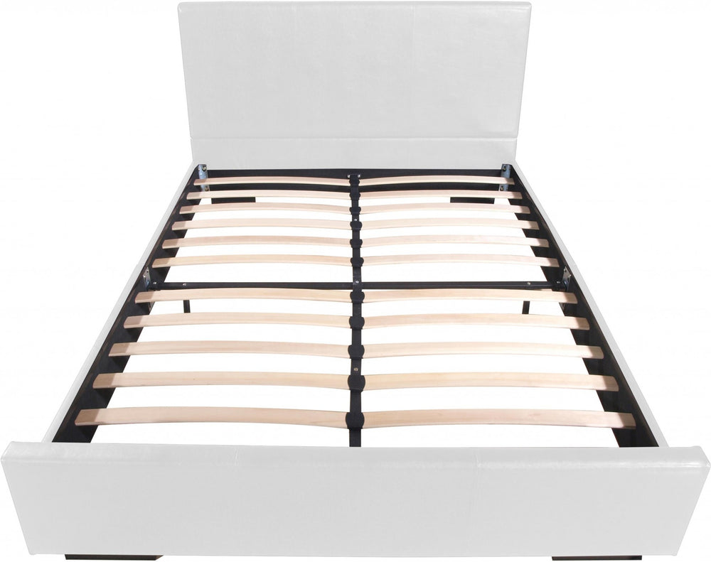Homeroots White Platform Full Bed White Solid Wood 396994