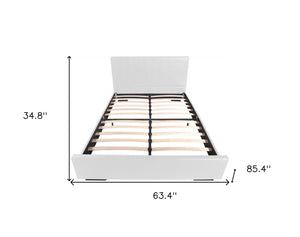 HomeRoots Brown Upholstered Platform Bed Frame - Modern Low-Profile Design for Cozy Bedrooms & Guest Rooms White Queen 396995