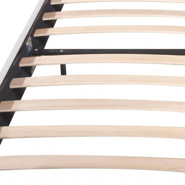 Homeroots White Wood And Faux Leather Queen Bed Frame White Solid Wood 396995