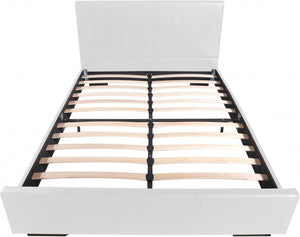 Homeroots White Wood And Faux Leather King Bed Frame White Solid Wood 396996