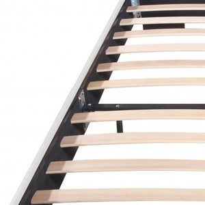 Homeroots White Wood And Faux Leather King Bed Frame White Solid Wood 396996