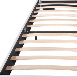 Homeroots White Wood And Faux Leather King Bed Frame White Solid Wood 396996