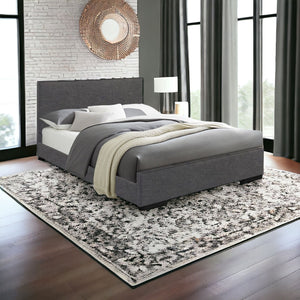 Homeroots Grey Platform Twin Bed Gray Solid Wood 396997