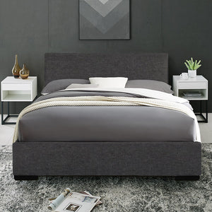 Homeroots Grey Platform Full Bed Gray Wood 396998
