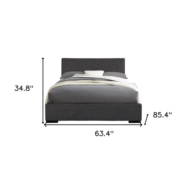 Homeroots Gray Wood Upholstered Queen Bed Frame Gray Solid Wood 396999