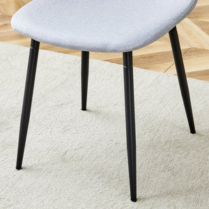 English Elm Comfortable Linen-Cotton Dining Chairs Set of 4 Light Gray - Breathable Fabric, Rounded Back, Black Metal Legs, Easy Assembly and Stable Anti-Slip Feet W1512P370711