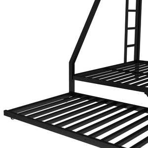 English Elm Twin Triple Metal Bunk Bed Matte Powder Coated Frame with Full Safety Guardrails W1580S00495