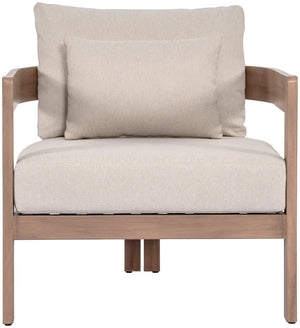 Meridian Furniture Newport Acacia Wood Outdoor Accent Chair with Durable Weather Resistant Cushion for Patio Use Beige 396Beige-C