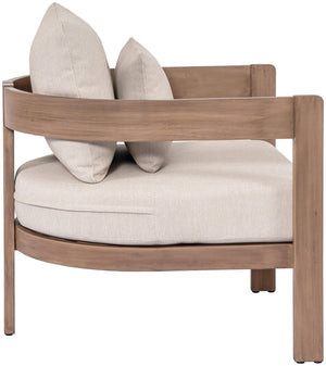 Meridian Furniture Newport Acacia Wood Outdoor Accent Chair with Durable Weather Resistant Cushion for Patio Use Beige 396Beige-C