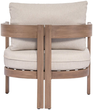 Meridian Furniture Newport Acacia Wood Outdoor Accent Chair with Durable Weather Resistant Cushion for Patio Use Beige 396Beige-C