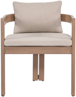 Meridian Furniture Newport Acacia Wood Outdoor Dining Chair with Weather Resistant Upholstered Cushion Patio Seating Beige 396Beige-DC