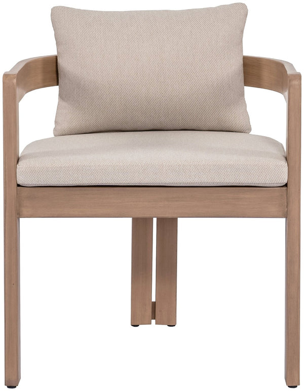 Meridian Furniture Newport Acacia Wood Outdoor Dining Chair with Weather Resistant Upholstered Cushion Patio Seating Beige 396Beige-DC