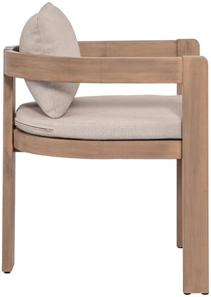 Meridian Furniture Newport Acacia Wood Outdoor Dining Chair with Weather Resistant Upholstered Cushion Patio Seating Beige 396Beige-DC