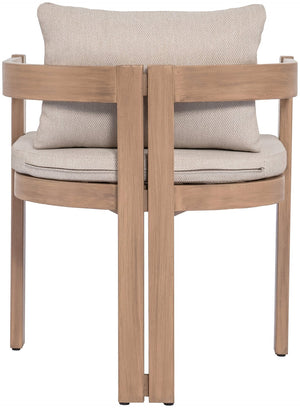Meridian Furniture Newport Acacia Wood Outdoor Dining Chair with Weather Resistant Upholstered Cushion Patio Seating Beige 396Beige-DC