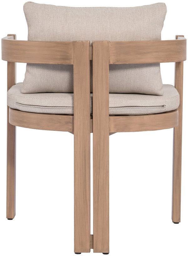 Meridian Furniture Newport Acacia Wood Outdoor Dining Chair with Weather Resistant Upholstered Cushion Patio Seating Beige 396Beige-DC