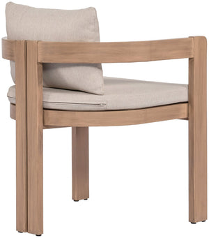 Meridian Furniture Newport Acacia Wood Outdoor Dining Chair with Weather Resistant Upholstered Cushion Patio Seating Beige 396Beige-DC