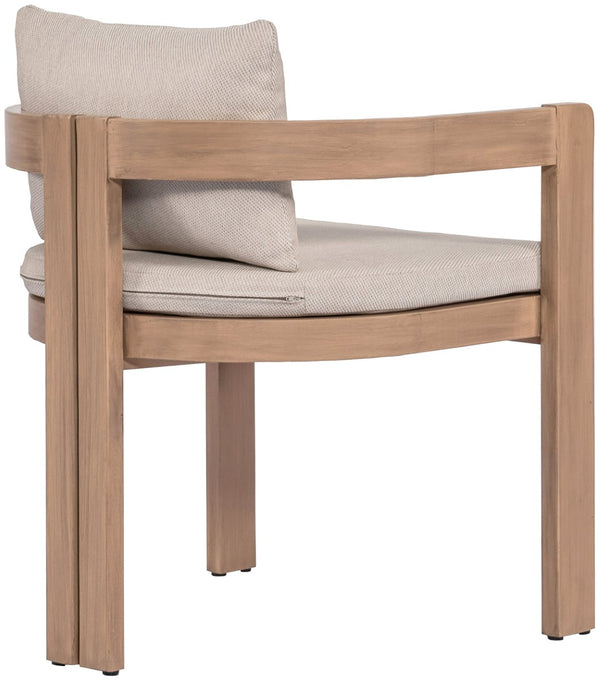 Meridian Furniture Newport Acacia Wood Outdoor Dining Chair with Weather Resistant Upholstered Cushion Patio Seating Beige 396Beige-DC