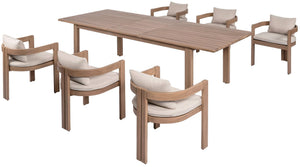 Meridian Furniture Newport Acacia Wood Outdoor Dining Chair with Weather Resistant Upholstered Cushion Patio Seating Beige 396Beige-DC