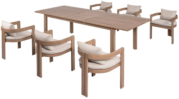 Meridian Furniture Newport Acacia Wood Outdoor Dining Chair with Weather Resistant Upholstered Cushion Patio Seating Beige 396Beige-DC