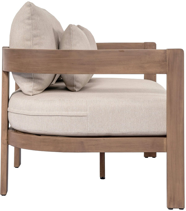 Meridian Furniture Newport Outdoor Loveseat Solid Acacia Wood Frame with Weather Resistant Fabric Cushion Seating Beige 396Beige-L