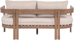 Meridian Furniture Newport Outdoor Loveseat Solid Acacia Wood Frame with Weather Resistant Fabric Cushion Seating Beige 396Beige-L