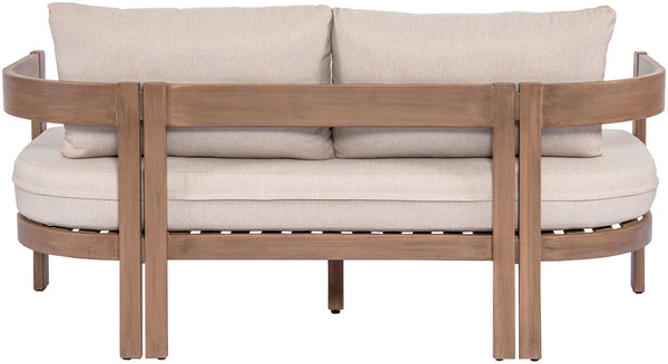 Meridian Furniture Newport Outdoor Loveseat Solid Acacia Wood Frame with Weather Resistant Fabric Cushion Seating Beige 396Beige-L