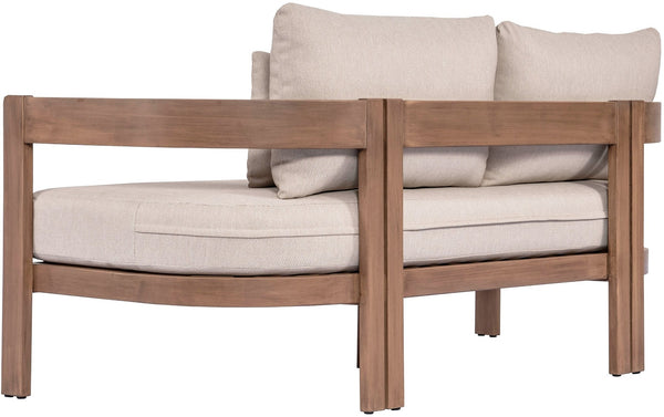 Meridian Furniture Newport Outdoor Loveseat Solid Acacia Wood Frame with Weather Resistant Fabric Cushion Seating Beige 396Beige-L