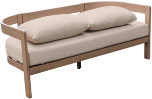 Meridian Furniture Newport Outdoor Loveseat Solid Acacia Wood Frame with Weather Resistant Fabric Cushion Seating Beige 396Beige-L