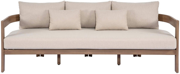 Meridian Furniture Newport Acacia Wood Outdoor Patio Sofa with Weather Resistant Cushions for Resort Living Beige 396Beige-S