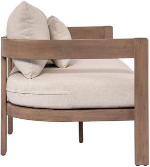Meridian Furniture Newport Acacia Wood Outdoor Patio Sofa with Weather Resistant Cushions for Resort Living Beige 396Beige-S