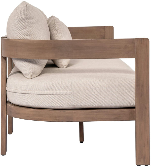 Meridian Furniture Newport Acacia Wood Outdoor Patio Sofa with Weather Resistant Cushions for Resort Living Beige 396Beige-S
