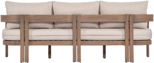 Meridian Furniture Newport Acacia Wood Outdoor Patio Sofa with Weather Resistant Cushions for Resort Living Beige 396Beige-S