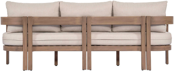 Meridian Furniture Newport Acacia Wood Outdoor Patio Sofa with Weather Resistant Cushions for Resort Living Beige 396Beige-S