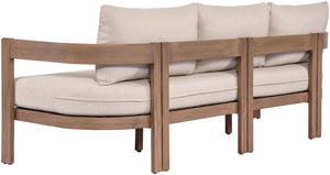 Meridian Furniture Newport Acacia Wood Outdoor Patio Sofa with Weather Resistant Cushions for Resort Living Beige 396Beige-S