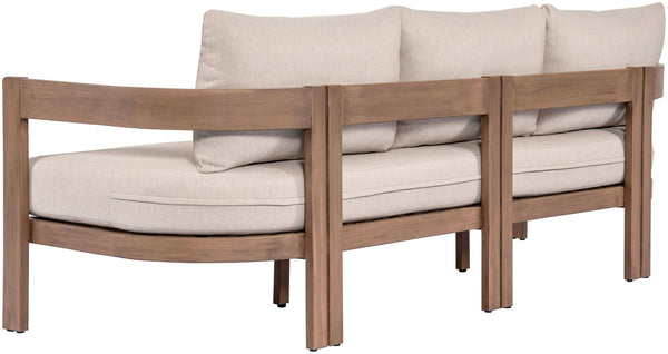 Meridian Furniture Newport Acacia Wood Outdoor Patio Sofa with Weather Resistant Cushions for Resort Living Beige 396Beige-S