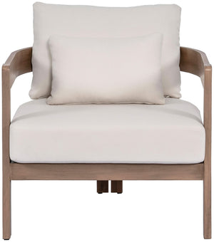 Meridian Furniture Newport Acacia Wood Outdoor Accent Chair with Durable Weather Resistant Cushion for Patio Use Cream 396Cream-C