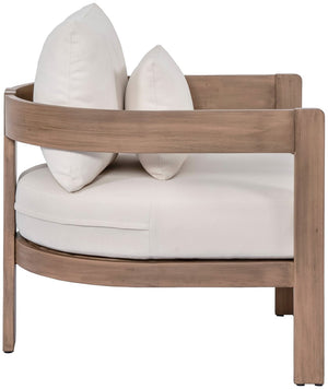 Meridian Furniture Newport Acacia Wood Outdoor Accent Chair with Durable Weather Resistant Cushion for Patio Use Cream 396Cream-C