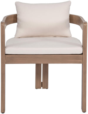 Meridian Furniture Newport Acacia Wood Outdoor Dining Chair with Weather Resistant Upholstered Cushion Patio Seating Cream 396Cream-DC