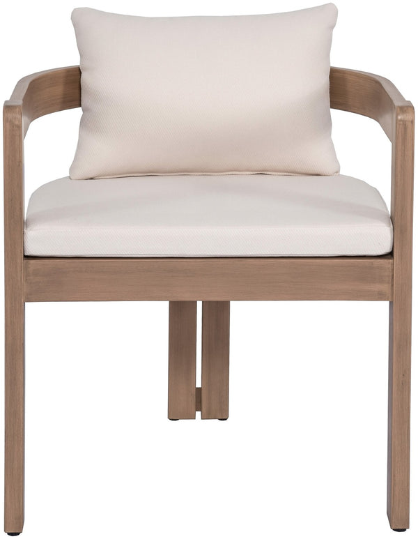 Meridian Furniture Newport Acacia Wood Outdoor Dining Chair with Weather Resistant Upholstered Cushion Patio Seating Cream 396Cream-DC