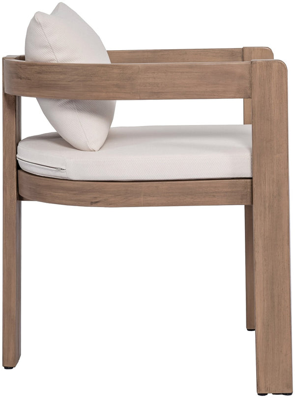 Meridian Furniture Newport Acacia Wood Outdoor Dining Chair with Weather Resistant Upholstered Cushion Patio Seating Cream 396Cream-DC