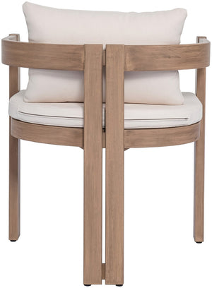 Meridian Furniture Newport Acacia Wood Outdoor Dining Chair with Weather Resistant Upholstered Cushion Patio Seating Cream 396Cream-DC