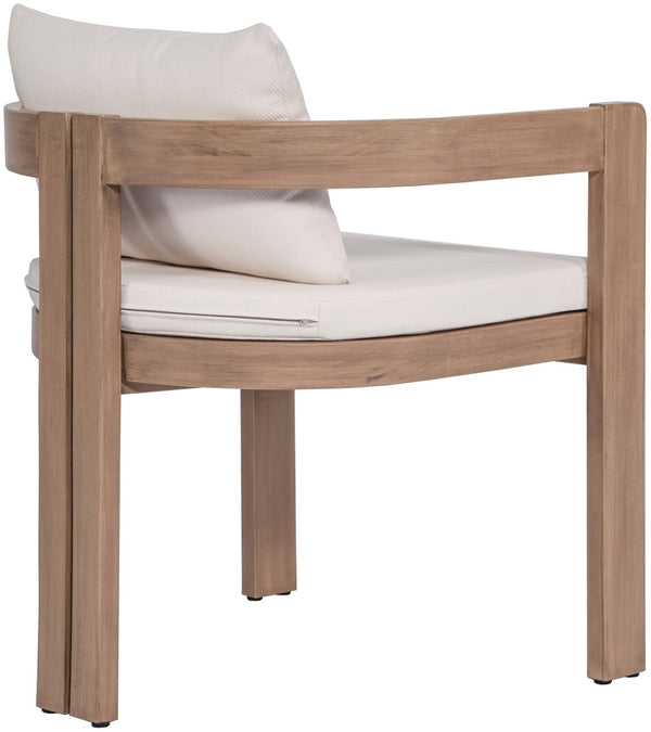 Meridian Furniture Newport Acacia Wood Outdoor Dining Chair with Weather Resistant Upholstered Cushion Patio Seating Cream 396Cream-DC