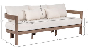 Meridian Furniture Newport Acacia Wood Outdoor Patio Sofa with Weather Resistant Cushions for Resort Living Cream 396Cream-S