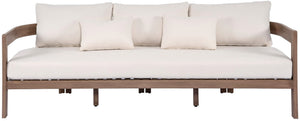 Meridian Furniture Newport Acacia Wood Outdoor Patio Sofa with Weather Resistant Cushions for Resort Living Cream 396Cream-S