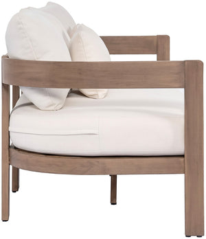 Meridian Furniture Newport Acacia Wood Outdoor Patio Sofa with Weather Resistant Cushions for Resort Living Cream 396Cream-S