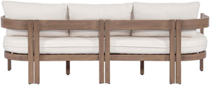 Meridian Furniture Newport Acacia Wood Outdoor Patio Sofa with Weather Resistant Cushions for Resort Living Cream 396Cream-S