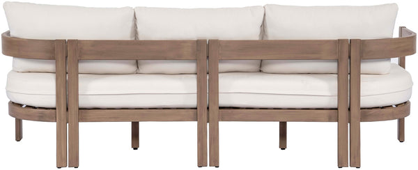 Meridian Furniture Newport Acacia Wood Outdoor Patio Sofa with Weather Resistant Cushions for Resort Living Cream 396Cream-S