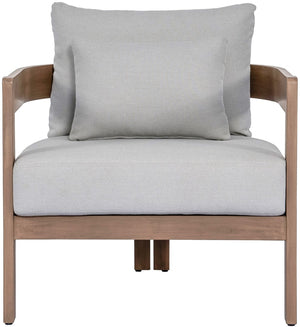 Meridian Furniture Newport Acacia Wood Outdoor Accent Chair with Durable Weather Resistant Cushion for Patio Use Grey 396Grey-C