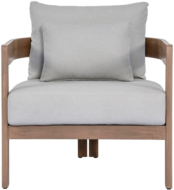 Meridian Furniture Newport Acacia Wood Outdoor Accent Chair with Durable Weather Resistant Cushion for Patio Use Grey 396Grey-C